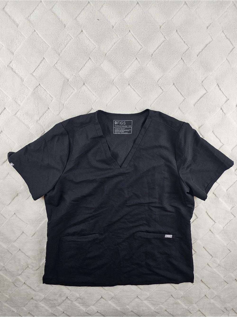 Figs Casma Scrub Top Womens 2XL V-Neck Medical Scrub Top Black